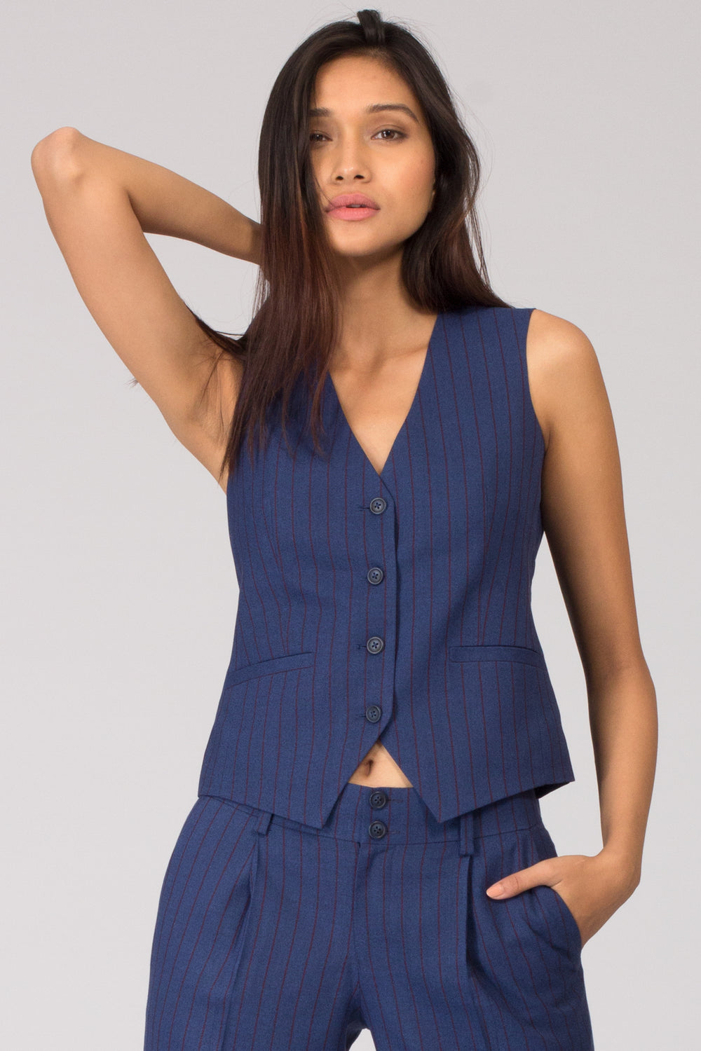 Blue Pinstripe Formal Blazer Suits for Working Women. Shop for formal trousers, suits and workwear dresses at www.intermod.in