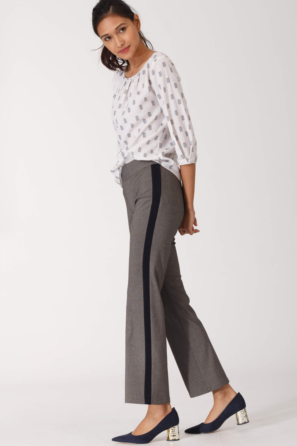 Contrast Panel Flared Pants