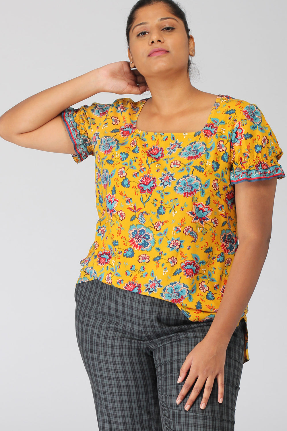 Blossom Printed Top with Square Neck